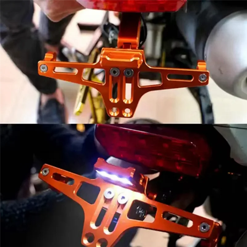 LED Motorcycle License Plate Light Decorative Lamp Universal Aluminum Alloy Rear Tail Light License Plate Holder Light-T61C