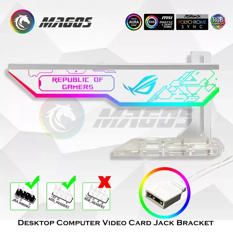 Fantasy GPU Bracket ARGB AURA SYNC Video Card Jack Bracket Vertical Installation For ASUS MSI AORUS Faith Black/White PC MOD