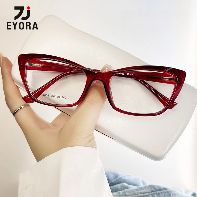 

EYORA Currents Cat Eye Anti-Reflective Reading Glasses Anti Blue Ray Myopia and Hyperopia Photochromic Prescription Eyewear Lens