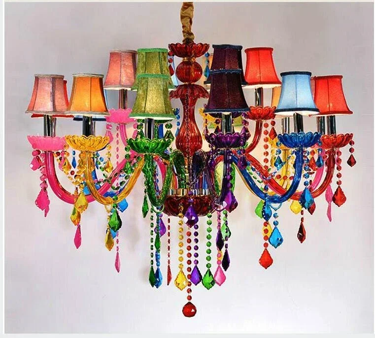 Image 3: Lustre en Cristal coloré salon pendentif Art éclairage lampe d'intérieur maison décorative salle De Cristal Lustres De Cristal