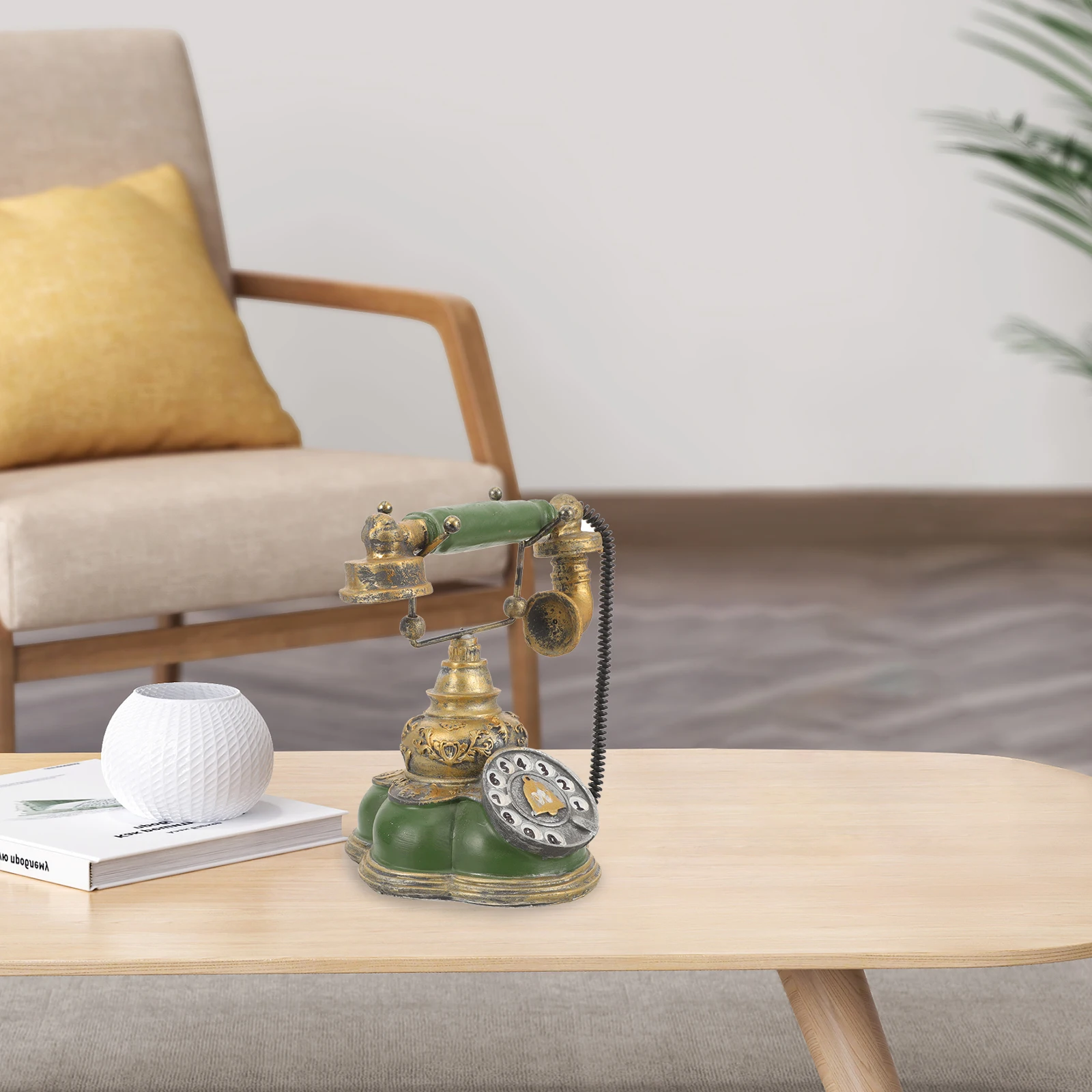 

Classic Rotary Phone Resin Decoration for Living Room Bedroom Hotel Lobby Vintage Style Home Interior Accessory Old Fashioned