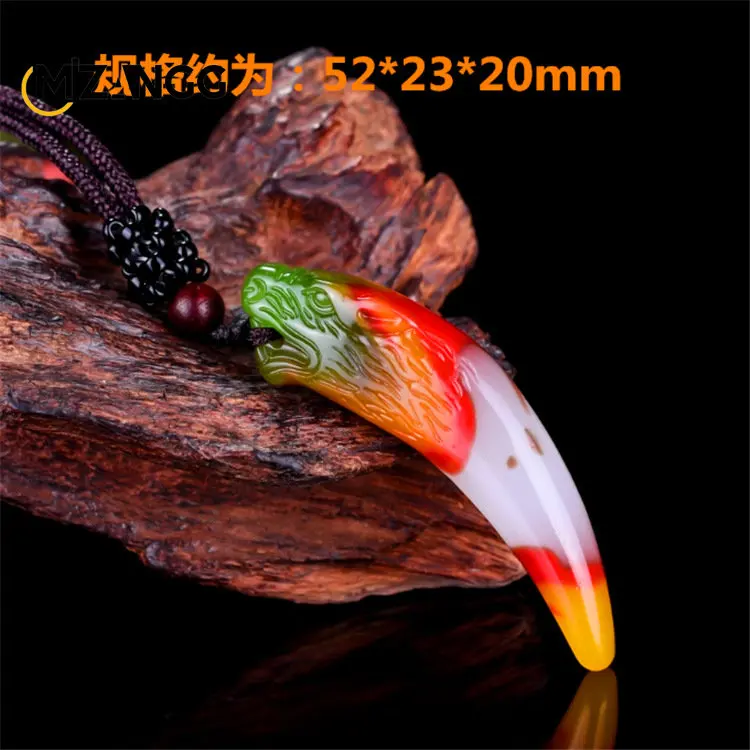 Hetian اليشم الملونة اليشم قلادة الموضة الملونة العقيق قلادة فاخرة Pixiu التنين اليشم قلادة الرجال والنساء هدية عيد #4