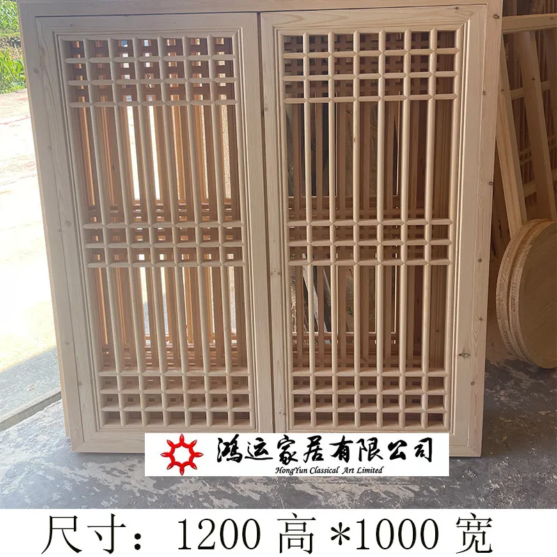 Customized Dongyang wood carving Chinese antique doors and windows Solid wood lattice partition screen porch carving Hollow fact