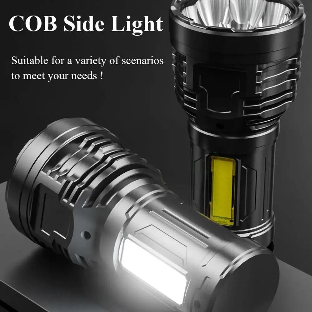 Portable Home LED Flashlight Torch USB Rechargeable Small Searchlight For Fishing Lantern Outdoor Camping Flashlight