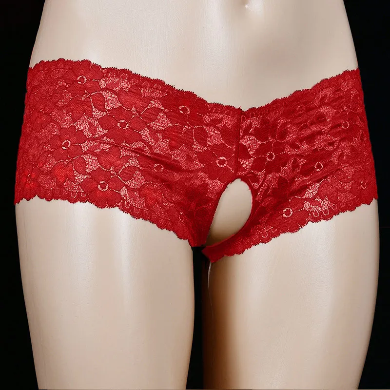

Women Sexy Open Crotch Panties Lace Flower Thongs G-String Transparent Underpants Female Solid Comfort Breathable Lingerie