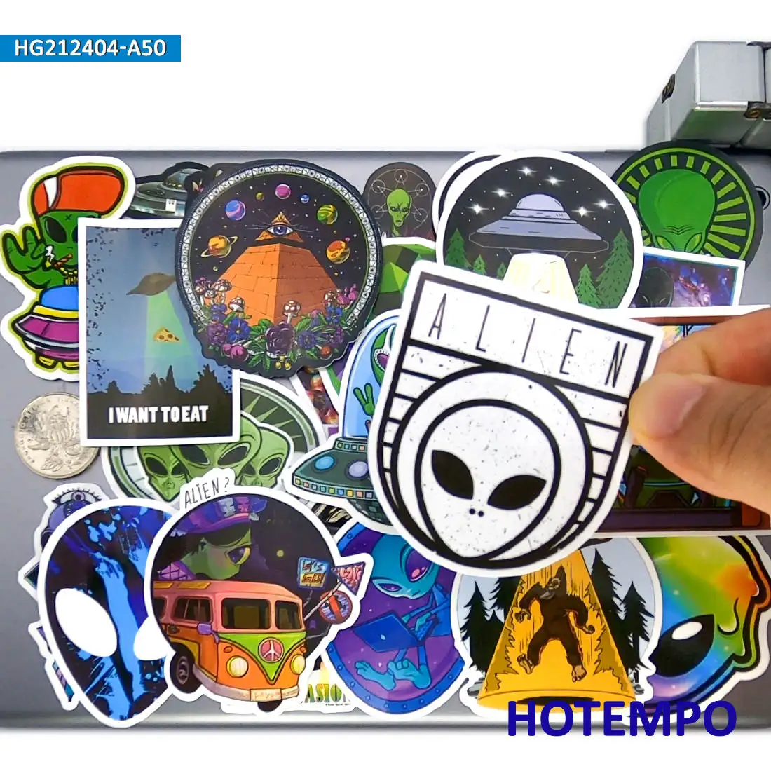 20/30/50PCS Retro Aliens Stickers Space Roswell ET UFO Funny Decals for Luggage Phone Laptop Helmet Bike Car Motorcycle Sticker