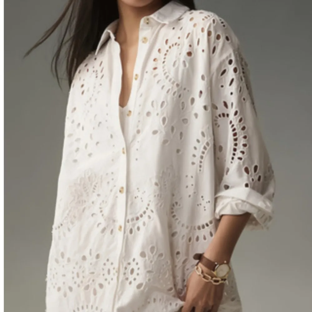 

Elegant Casual Shirt Fashionable Loose Spring Summer Solid Color Commuting Style Hollow Long-sleeved Single-breasted Lapel Shirt