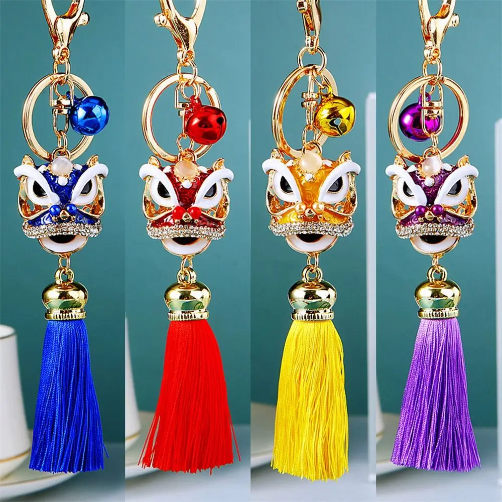 Chinese Style Lion Dance Keychain Ancient Mascot Fortune Lion Lion Wake Keychain Tassel Key Holder Women Bags Holder