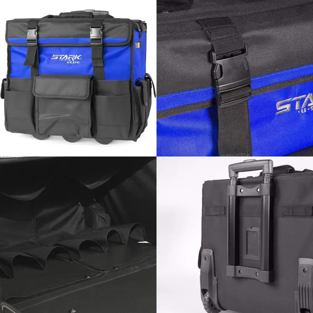 

Portable 20 Heavy-Duty Rolling Tool Bag with Telescoping Handle and Large Zipper Storage Organizer