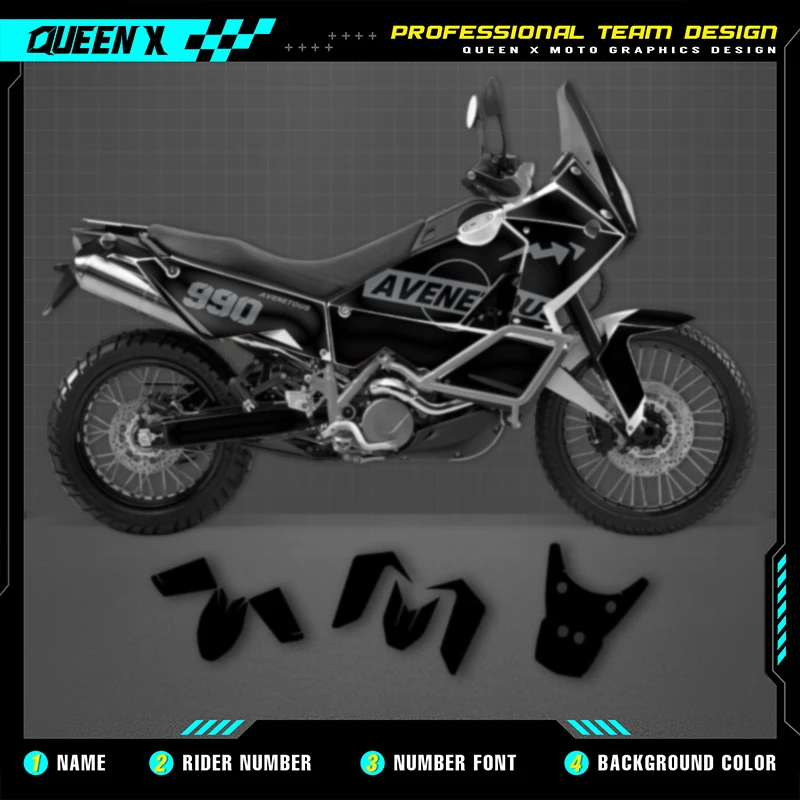 

Queen X MOTOR For KTM ADV 990 2003-2016 Adventure Custom Motorcycle Graphics Background Decals Stickers Kits Numer Name Custom