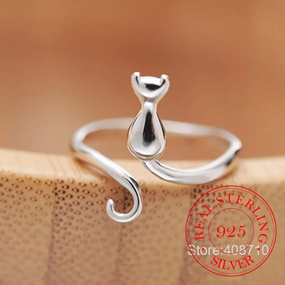 925 Sterling Silver Cat Rings For Women Engagement Luxury Designer Jewelry Female Offers With Party Jewellery