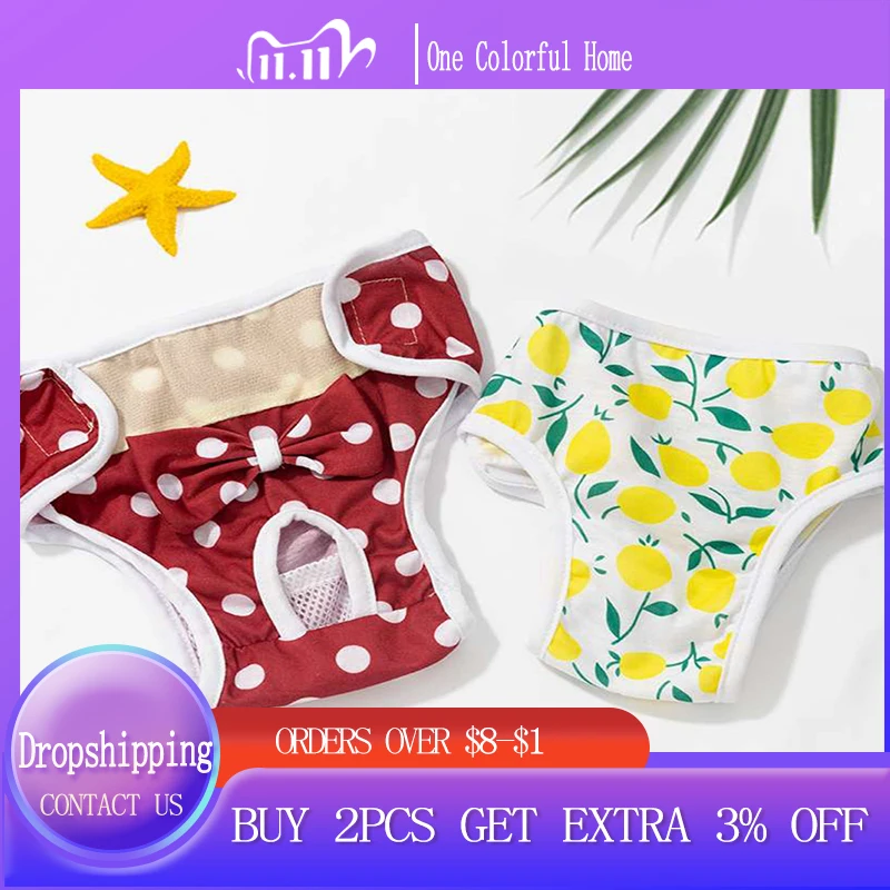 

Bowknot Breathable Dog Diaper Clothes High Elastic Colorful Multisizes Dog Physiological Pants Cute Soft Pets Supplies