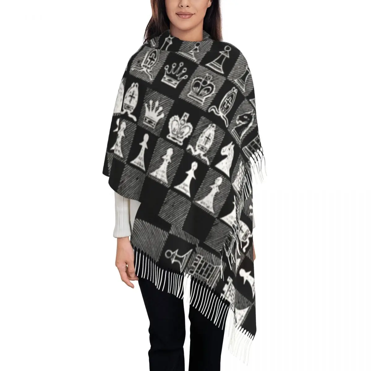 Chess Fan Chess Player Grand Master Of Chess Shawl A Tassel Scarf