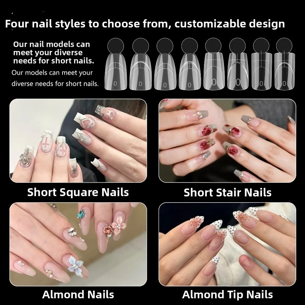 140PCS Matte Surface French Nail Dual Forms 14 Sizes Quick Extension Full Cover Dual Nail Molds with Inner French Line Reusable