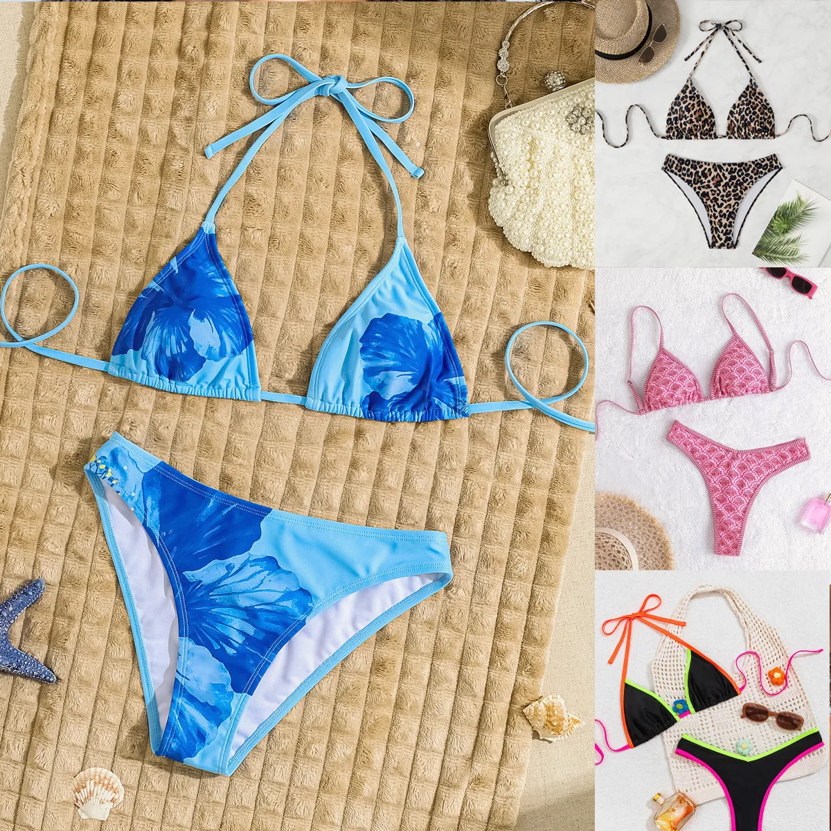 2025 새로운 유행 섹시한 스트랩 비키니 레오파드 패턴 투피스 스플릿 수영복