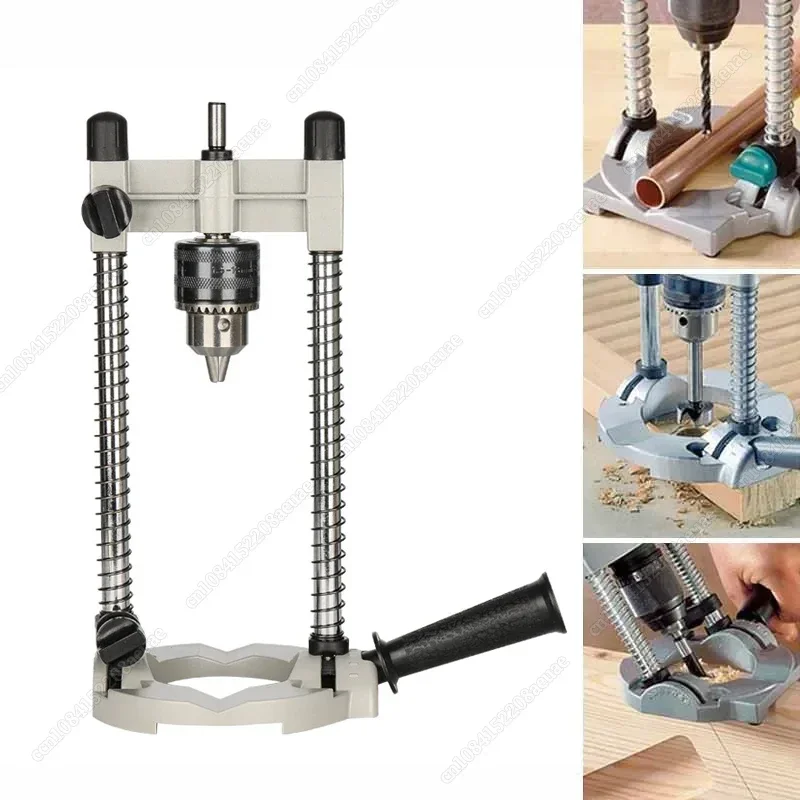 Precision Drill Guide Pipe Drill Holder Stand Drilling Guide with Adjustable Angle and Removeable Handle DIY Tool