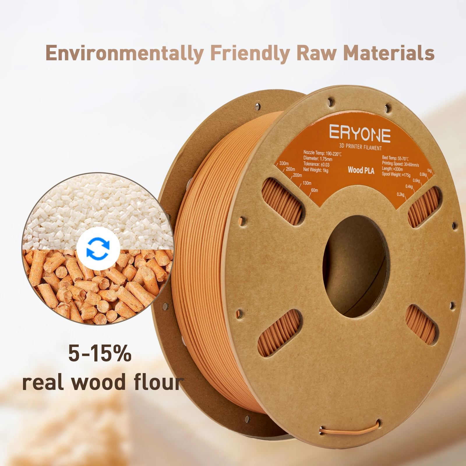 ERYONE 1kg/3KG/10KG Filament PLA do drukarek 3D, Filament PLA 1.75mm +/- 0.03mm, Filament PLA 1KG na szpuli kartonowej (2.2LBS) — zdjęcie produktu 2
