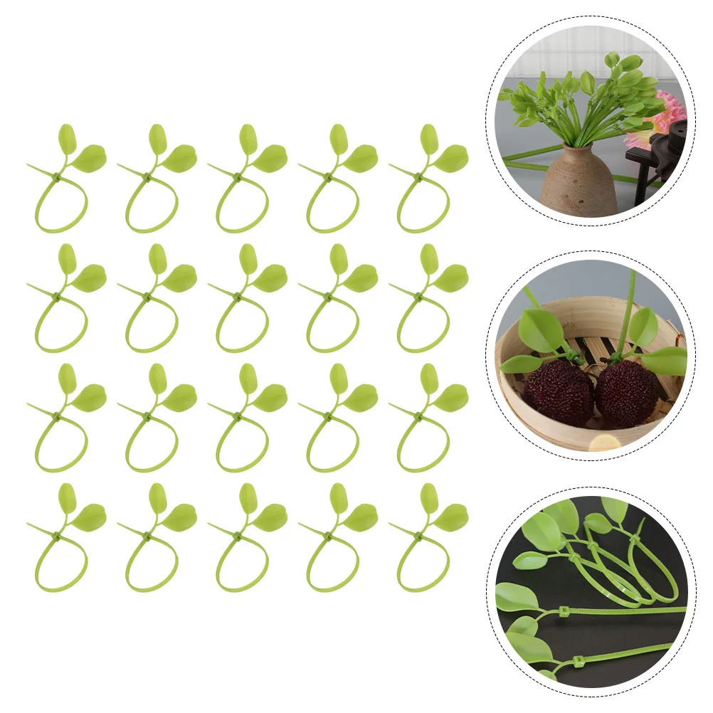 

100pcs Leaf Green Nylon Cable Self-Locking Heavy Duty Garden Vine Tying Durable Reusable Zip Ties For Home Office Balcony