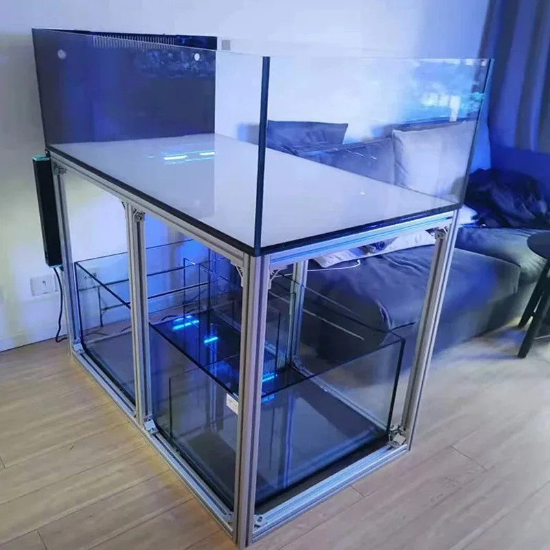 

Customized size Fish Tank Ecological Aquarium Glass Fish Tank Table Fiberglass Fish Farming Tank Aquarium With High Quality