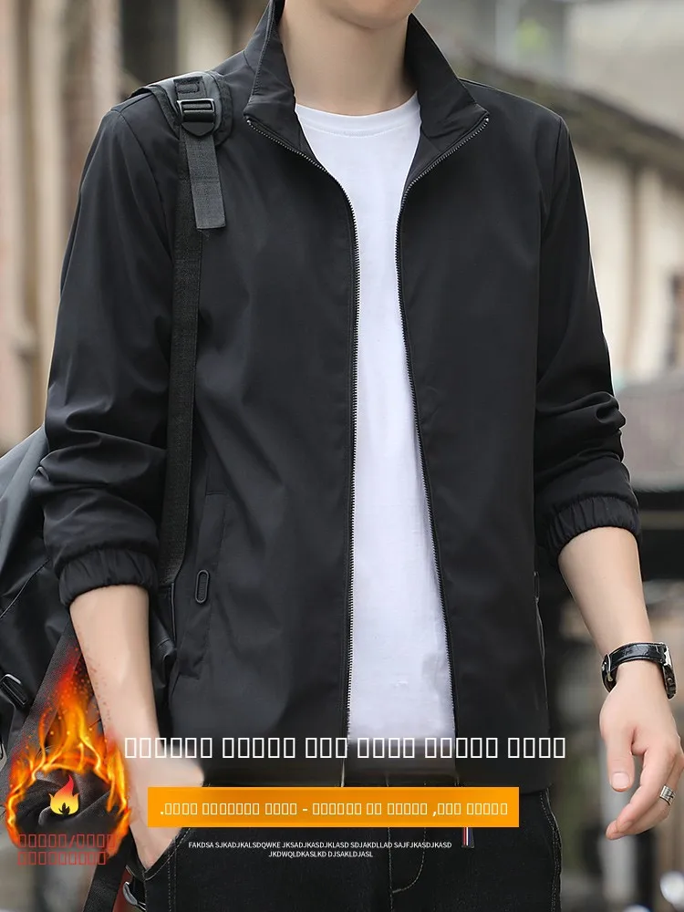 

Men's Fce Lined Thi Casual Jaet Autumn Winter Faionable All-Match Sportswear Zipper Closure Long Sve Loose Fit Coat