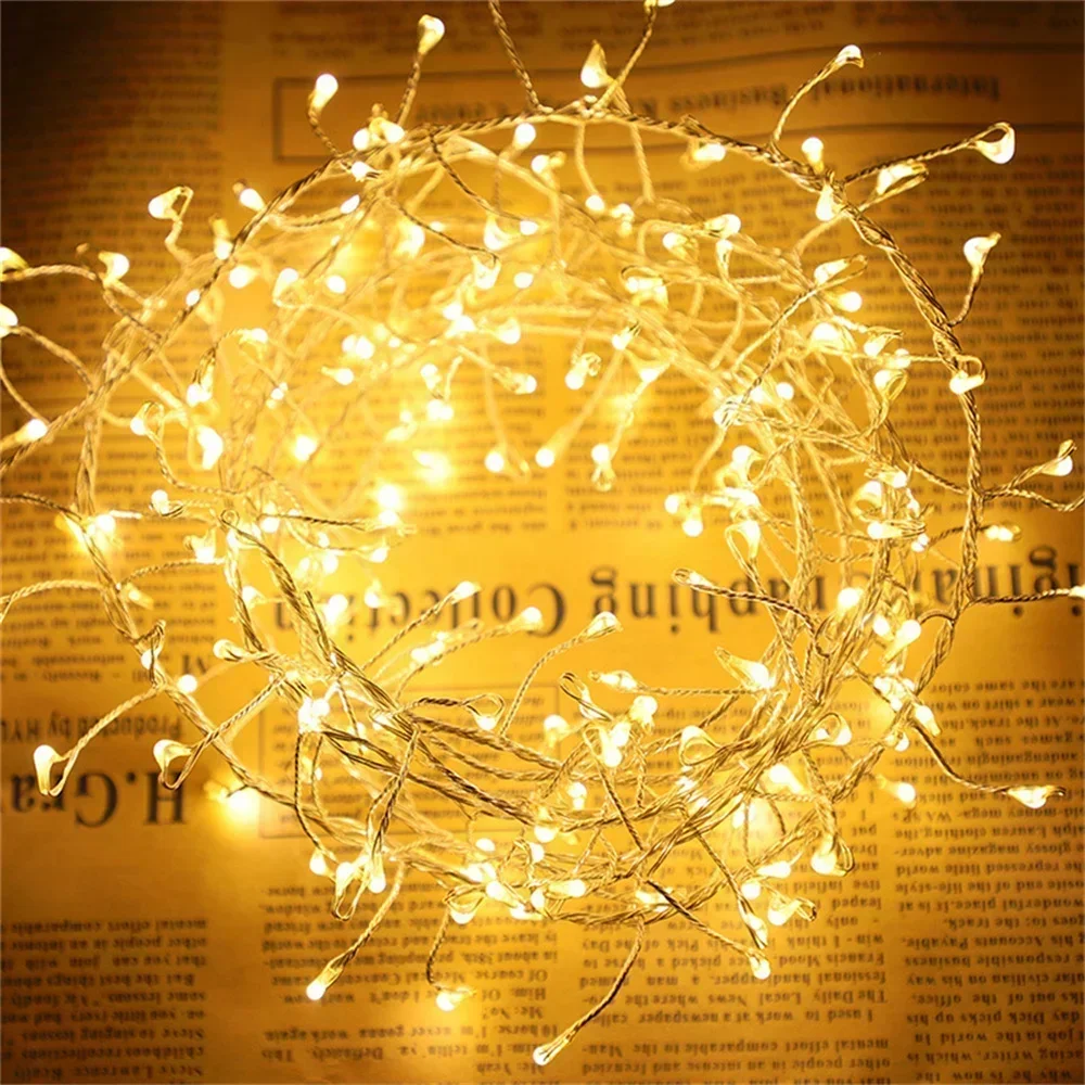 6-60m árvore de natal cluster luzes ao ar livre guirlanda firecracker icicle luz fio cobre cintilação luzes de fadas para decoração de casamento