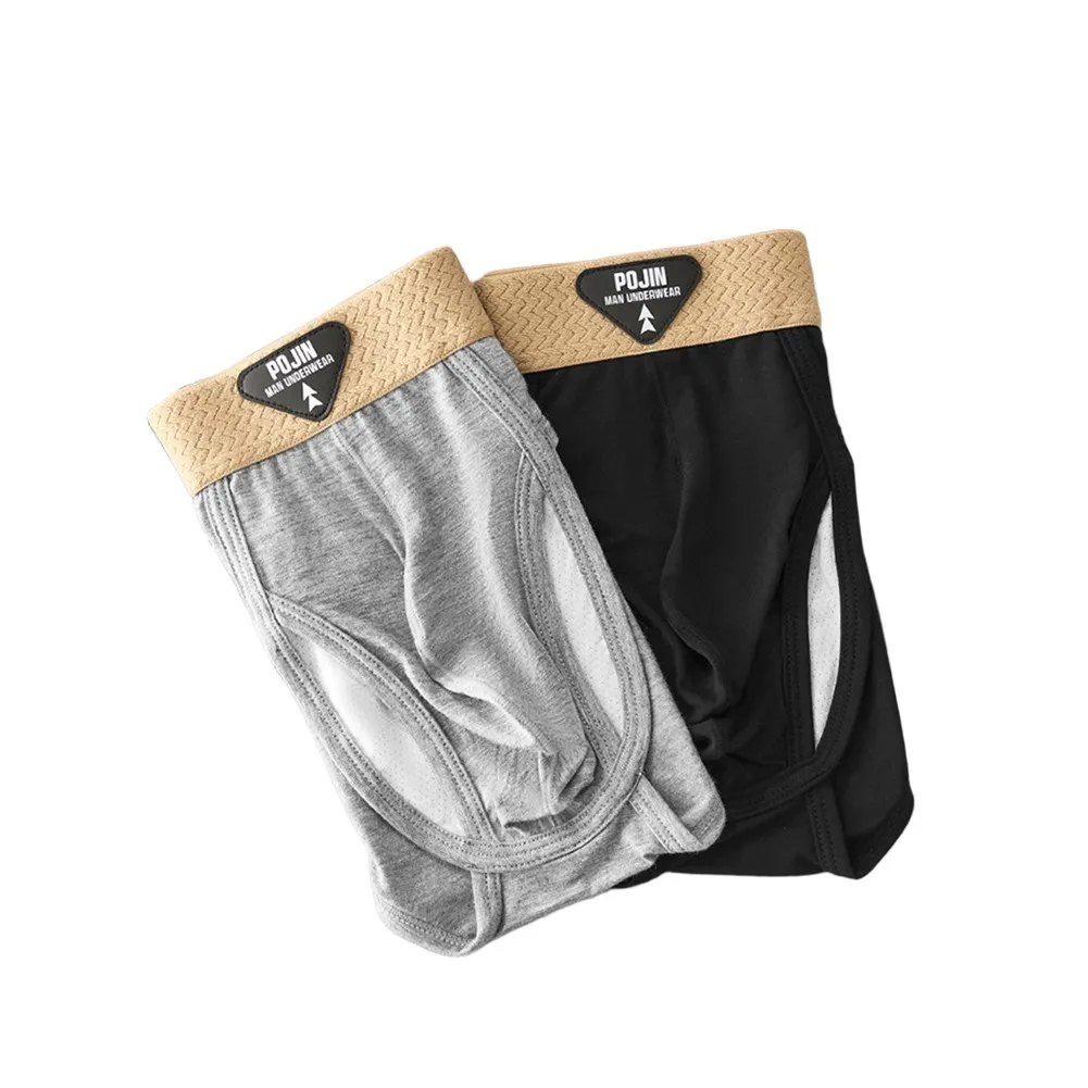 Men Teardrop Shape Separated Pouch Briefs Bikinis Underwear Breathable Low Waist High Fork Panties For Sports Casual