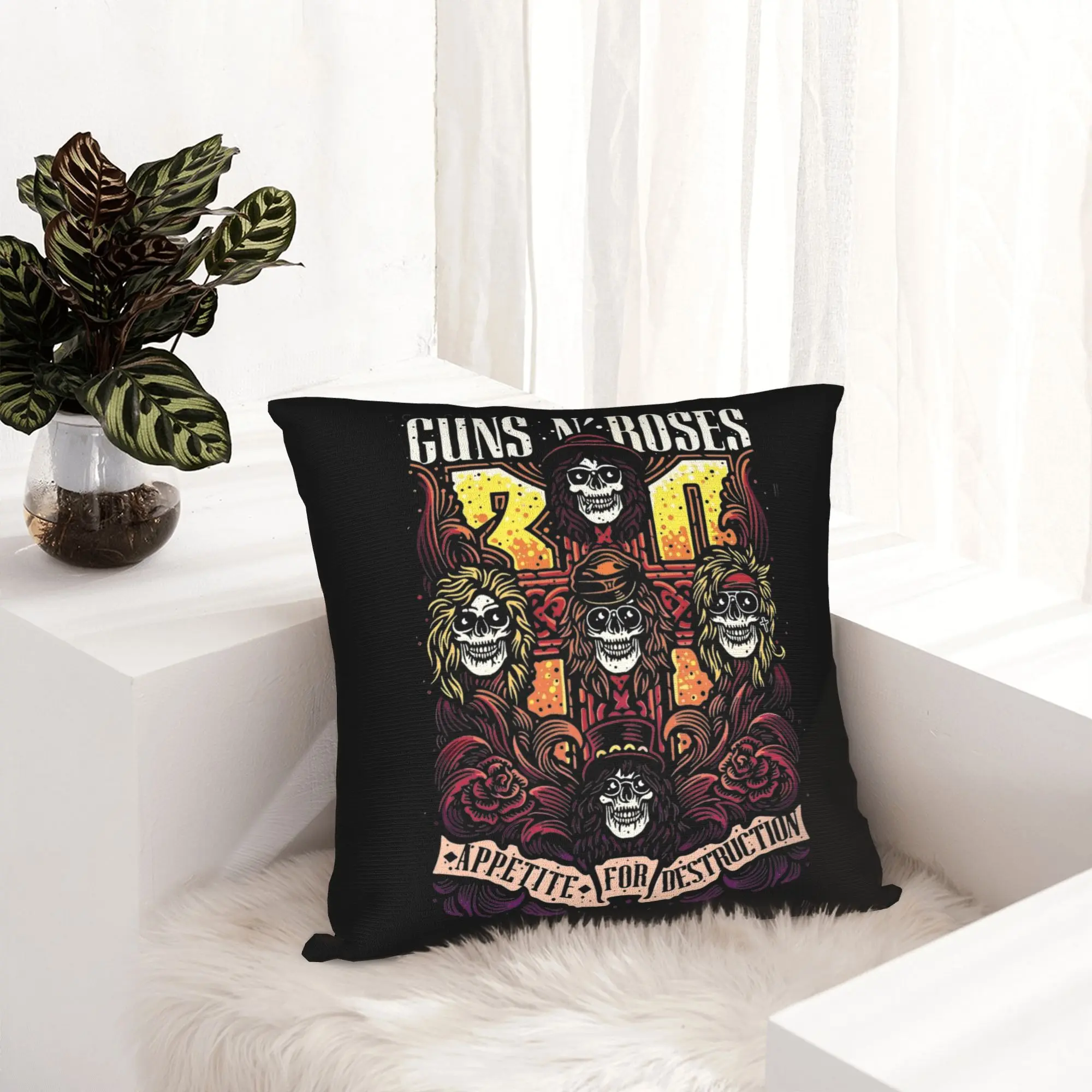 Rock Music Band G-Guns N Roses Pillowcase Printing Fabric Cushion Cover Gift Rock Band Pillow Case Cover Home Wholesale 18''