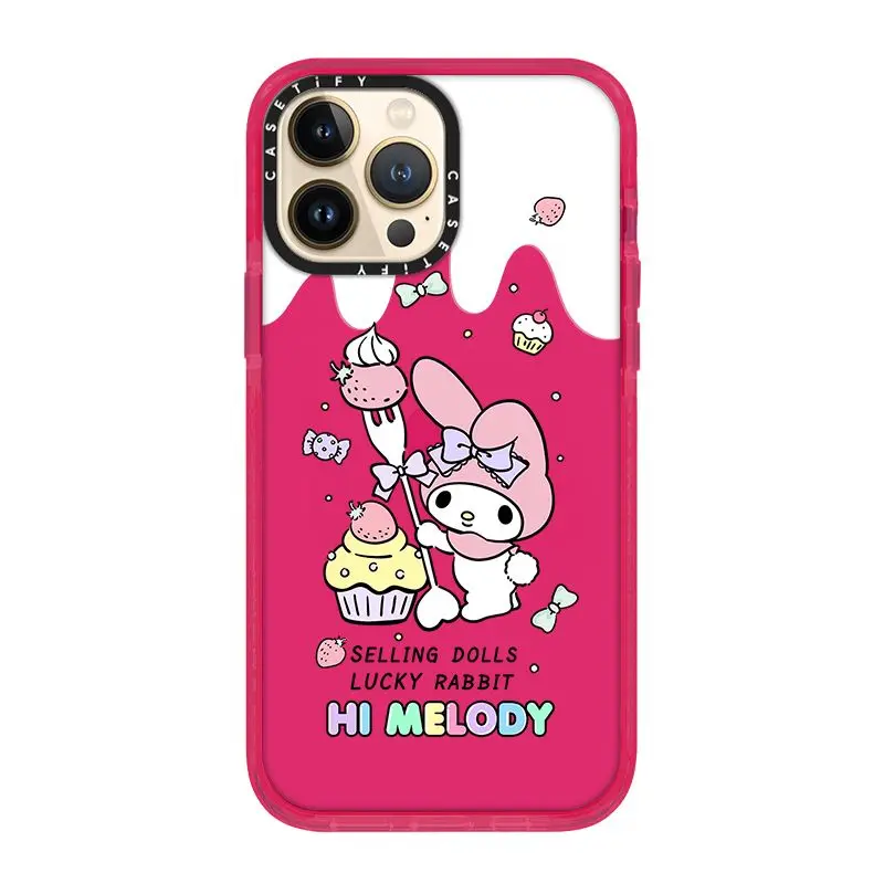 Sanrio Cartoon Strawberry Cake My Melody Phone Case Anti-fall Soft Protection Case for iPhone 11 12 13 14 Pro Max X XS XR 7 8