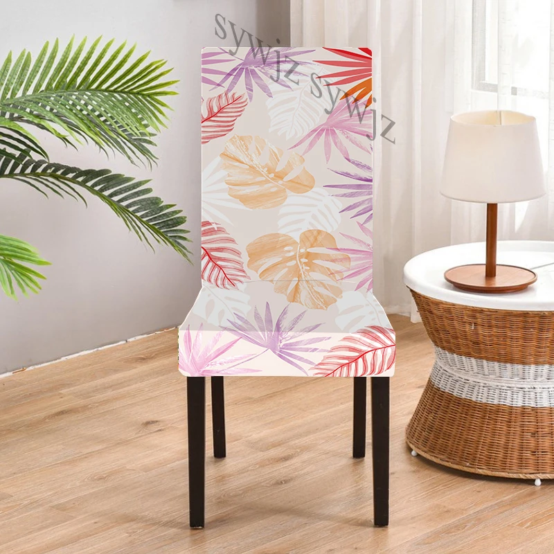 1/2/4/6 Palm Flower Pattern Elastic Chair Cover for Home Dining Table and Chair Decoration One-piece Chair Cover Holiday Gift