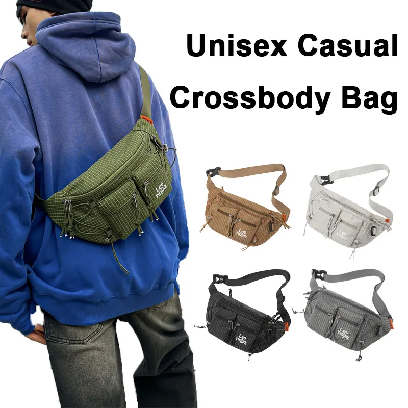 

Minimalist Unisex Style Casual Chest Bag Large Capacity Multi-Pocket Men's Crossbody Shoulder Bag Lightweight Nylon Commuter Wai
