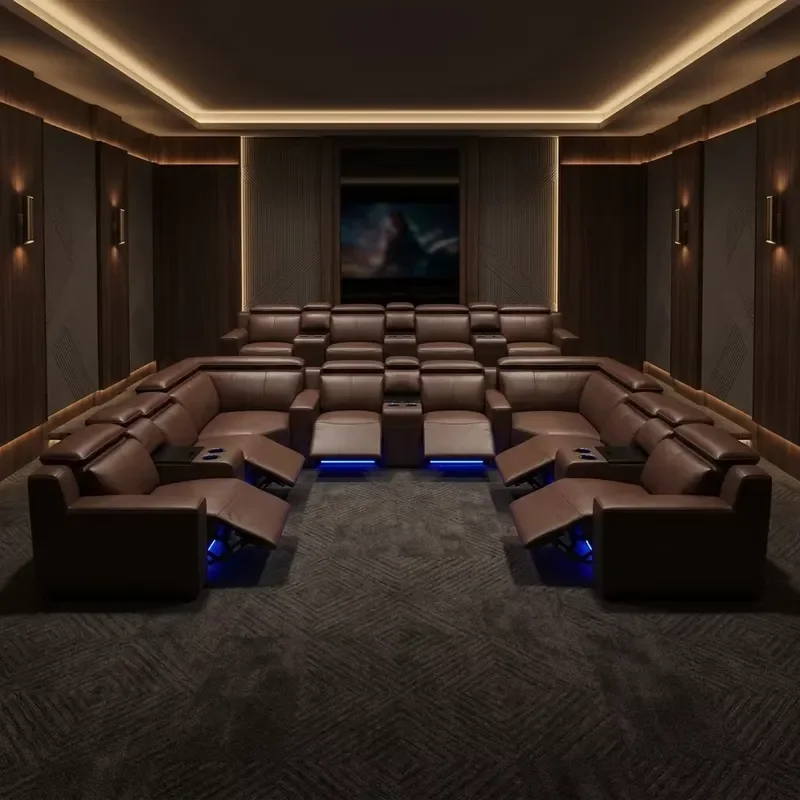 High-End Electric Recliner Sofa for Home Theater Use Convenient Button Operation with Electric Lift and Locker