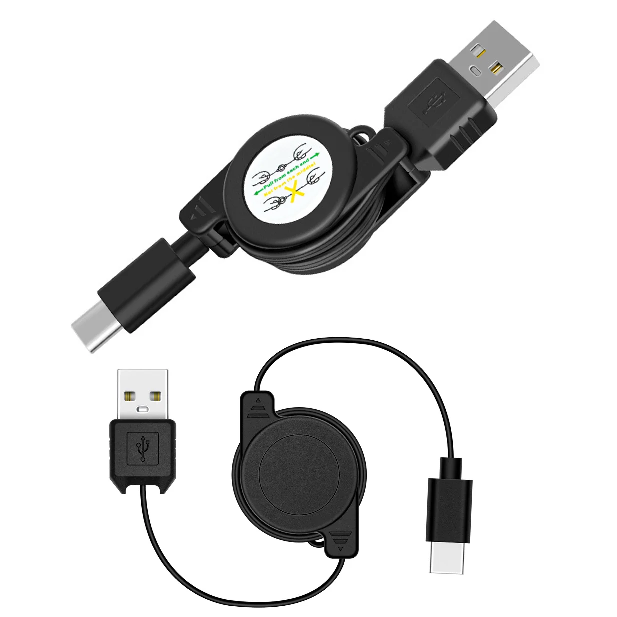 

USB A To USB C Portable Charge Telescopic Line Retractable Type-C Charging Cable for Huawei Xiaomi Mobile Phone Tablet and More