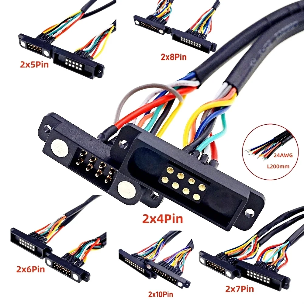 1/3 Pair 2A Magnetic Connector Dual Rows 8 10 12 14 16 20 Positions Pogopin Male Female 2.54 MM Spring Loaded DC Power Socket PH