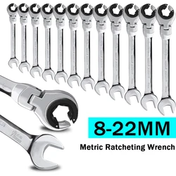 WOZOBUY  8-22MM Tubing Ratchet Wrench with Open Flexible Head 72 Teeth For Car Repair Oil Wrenches Hand Tools