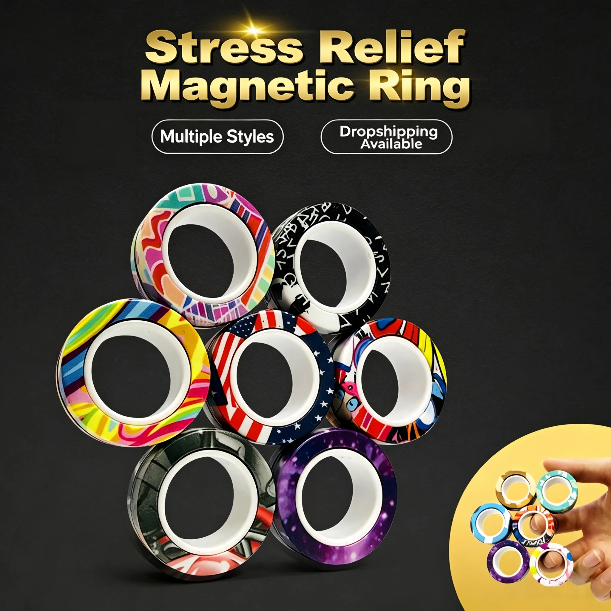 Magnetic Luminous Fidget Spinner, Glow in The Dark Finger Spinner Toy, Stress Relief Desktop Rotation Toy for Adults