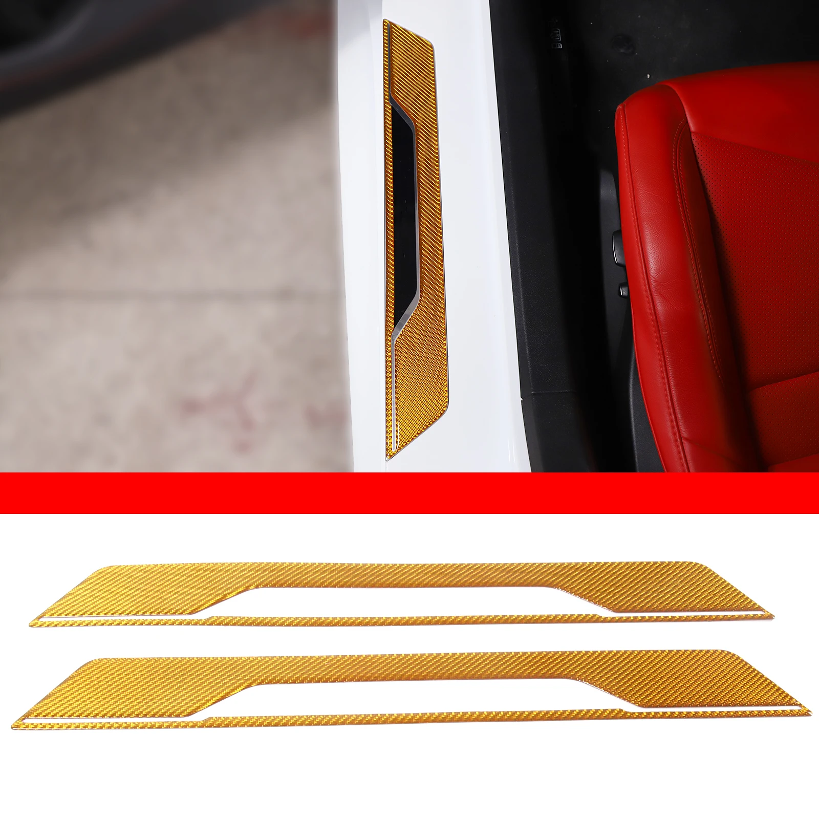 For Corvette C8 Z51 Z06 2020-2023 Car Door Threshold Strip Trim Stickers Soft Carbon Fiber Interior Accessories