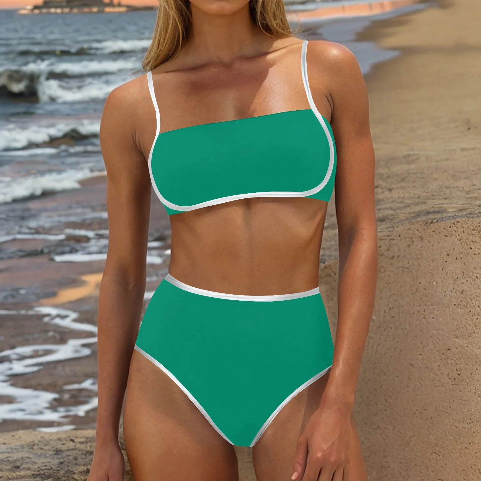 

High Waist Bikinis 2026 Sporty Swimsuit Women Strappy Swimwear Female Solid Bathers Bathing Swimming Swim Suit Beachwear XXL