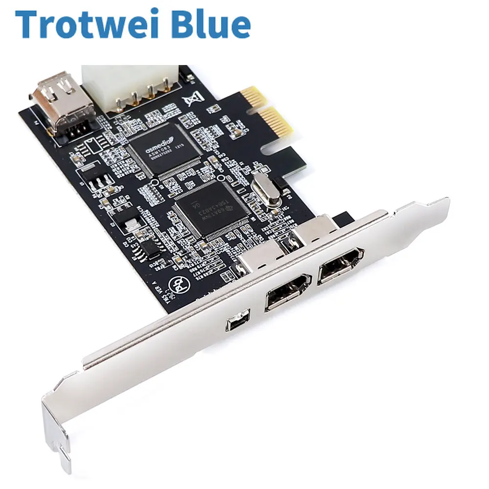 1 Set PCI-e 1X IEEE 1394 A 4 Port(3 + 1) محول بطاقة Firewire 1394A PCIe مع 6 دبوس إلى 4 دبوس IEEE 1394 كابل لسطح المكتب