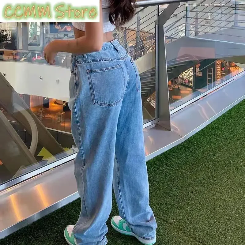 Women's Wide Leg Loose Slimming Jeans New Retro Punk Low Waist Loose Straight Leg Jeans Street Style Pants Floor Pants
