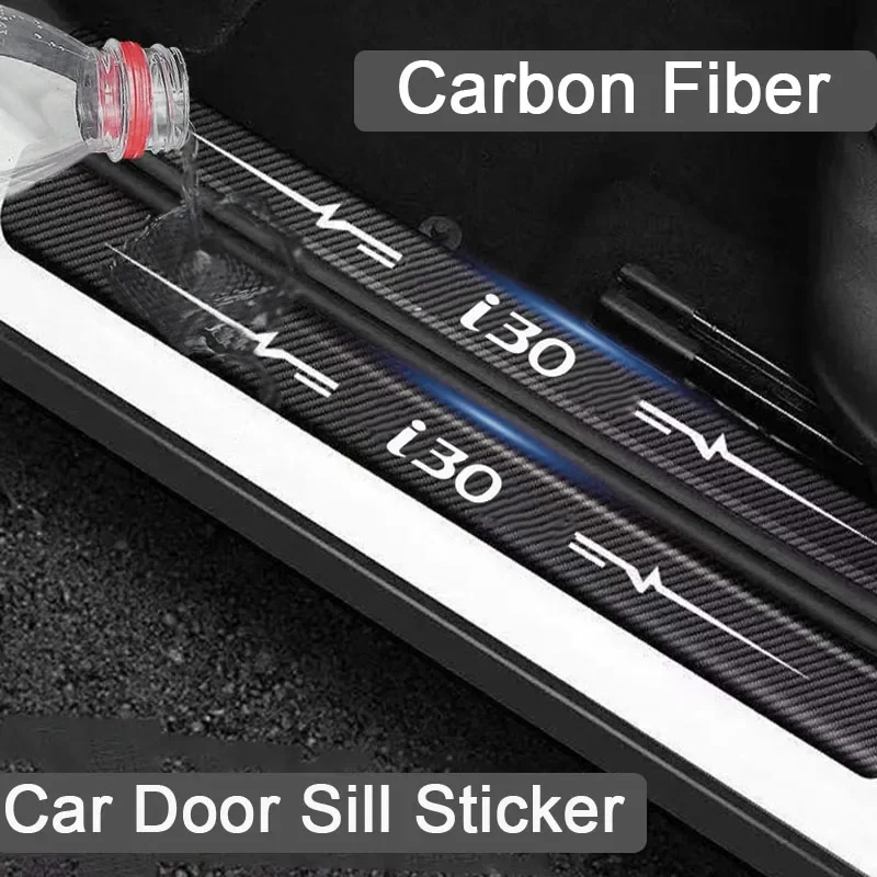 Car Door Sill Protector Stickers Threshold Strips for Hyundai i30 Badge Trunk Door Bumper Guards Protective Strips Accessories