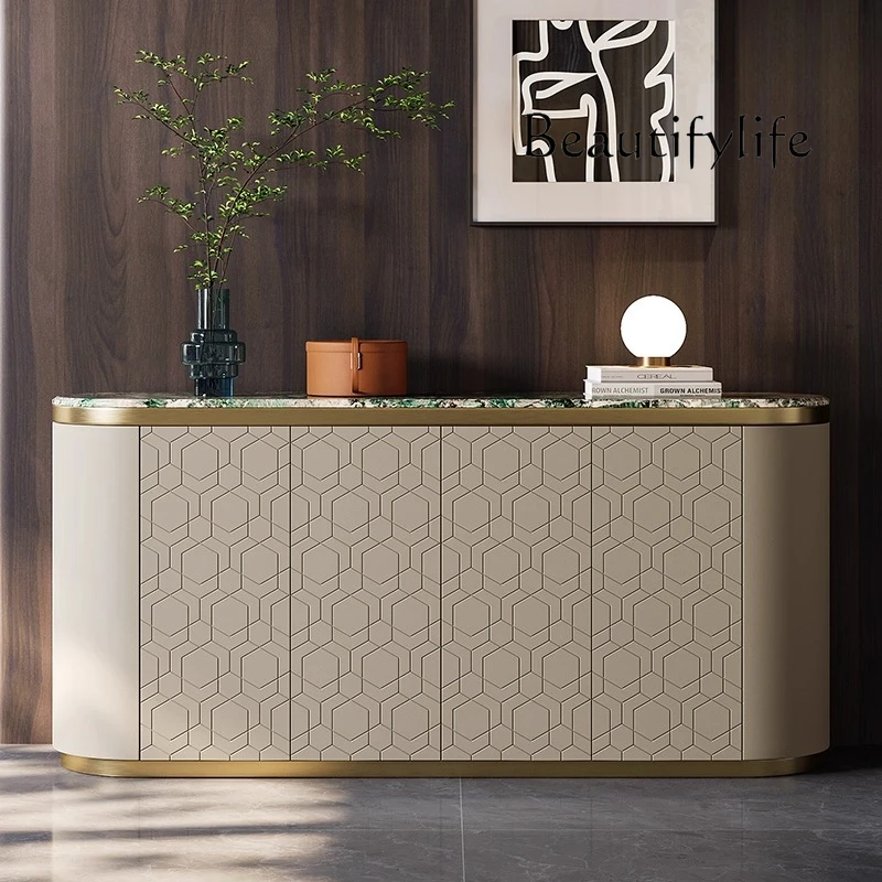 

Light luxury dining side cabinet storage Italian postmodern villa large flat floor marble restaurant senior entrance shoe cabine