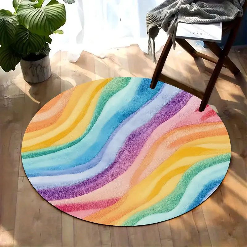 

Коврики для пола с радужным принтом и фланелевой основой, нескользящие, подходят для гостиной, спальни, террасы, сада.