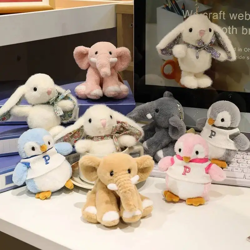 

Mini Cartoon Animal Plush Doll Pendant Penguin Rabbit Elephant Hanging Plushies Bag Decoration Keychain Stuffed Plush Toy