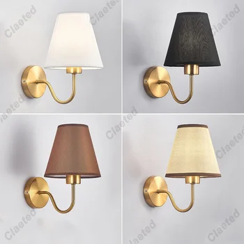 Lampada da parete 110 V/220 V con lampadina LED E27 Paralume in tessuto Applique da parete per camera da letto dell'hotel Comodino Soggiorno Scale Decorazione della casa