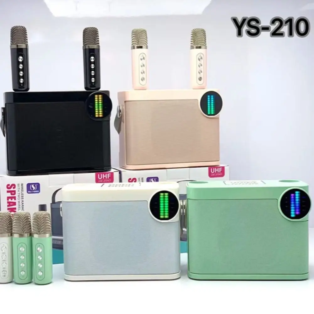 

With Dual Microphone Karaoke Speaker Pink Bluetooth 5.3 Bluetooth Speaker Hifi Stereo LED Light Wireless Microphone Speaker