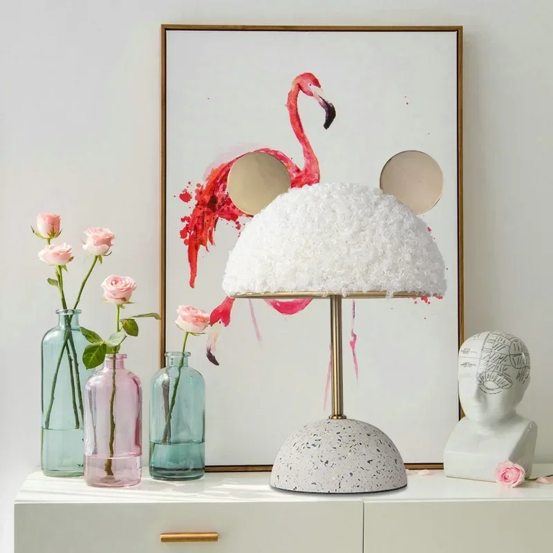 Children's room table lamp bedroom ins girl pink Mickey cartoon model room cute light luxury rabbit