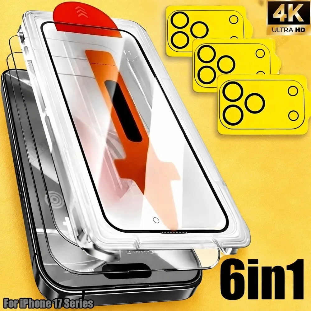 

6-in-1 Ultra Clear Screen Protector for iPhone 17 16 15 14 Pro Max Air 17e Camera Lens Glass for iPhone 11 12 13 Pro 15 14 Plus