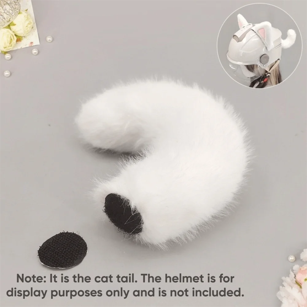 Soft Plush Helmet Cat Ear Decoration Reusable Lightweight Helmet Cat Tail Sticker Removable Plush Helmet Accessory
