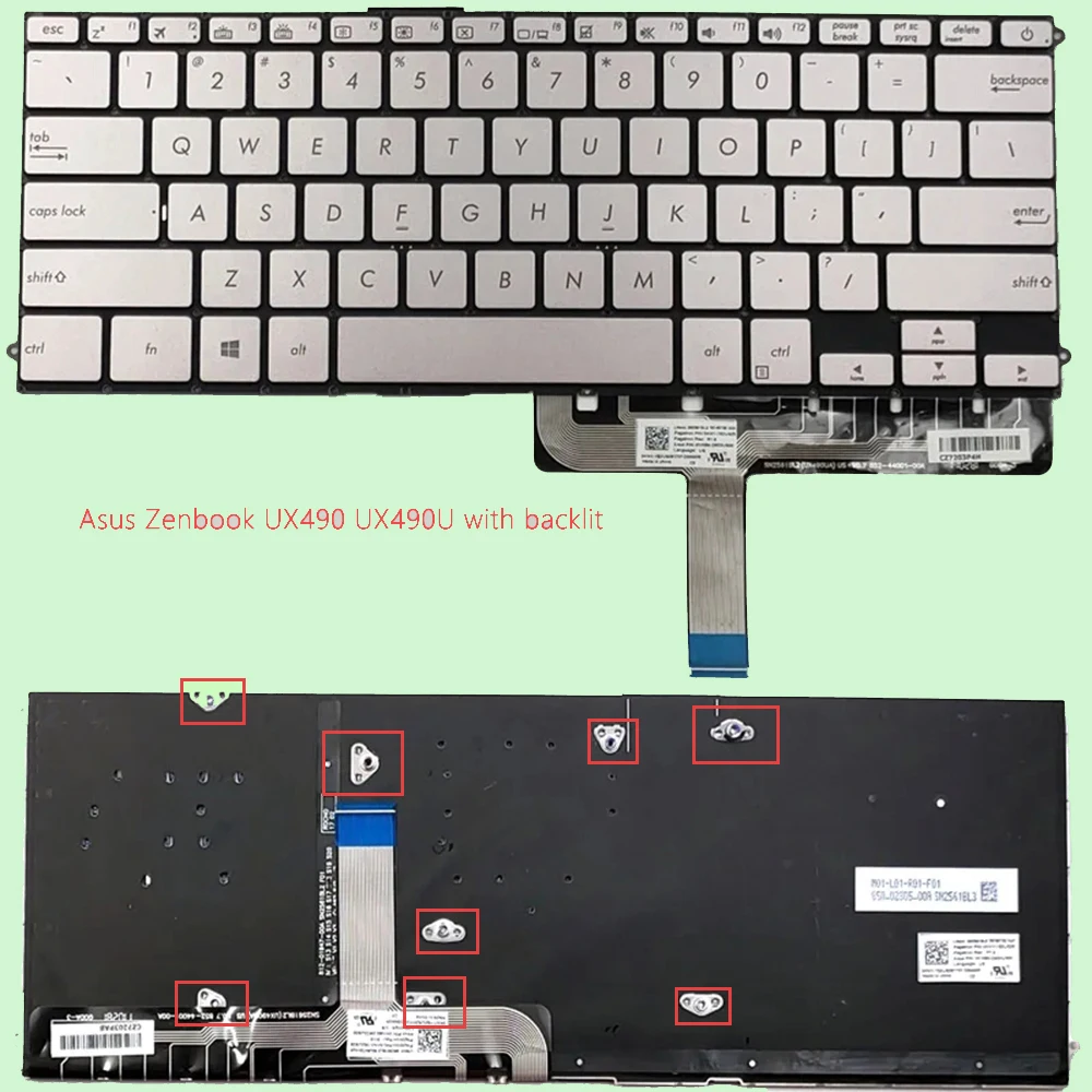 

Keyboard For Asus Zenbook UX490 UX490U UX490UA UX490UAR with backlit Gray US Layout