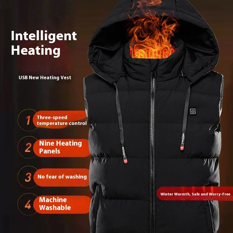 

Умный жилет с подогревом с контролем температуры, 9-зонный электрический жилет больших размеров, зимняя термоодежда с питанием от USB, уличный